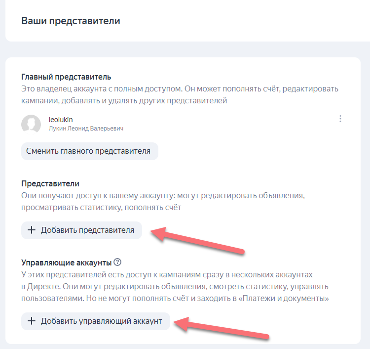 Как дать доступ в Яндекс Директ