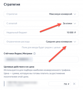 Обучение стратегии Яндекс Директ становлено - средняя цена конверсии